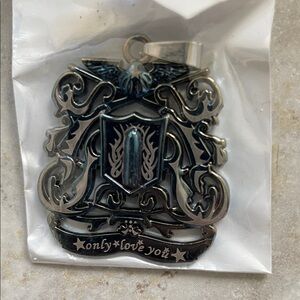 NEW Deep Gray Crest Pendant engraved “only love you”